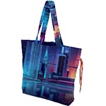 Digital Art Artwork Illustration Vector Buiding City Drawstring Tote Bag