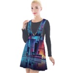 Digital Art Artwork Illustration Vector Buiding City Plunge Pinafore Velour Dress