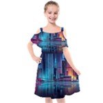 Digital Art Artwork Illustration Vector Buiding City Kids  Cut Out Shoulders Chiffon Dress