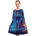 Digital Art Artwork Illustration Vector Buiding City Kids  Midi Sailor Dress