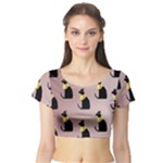 Cat Egyptian Ancient Statue Egypt Culture Animals Short Sleeve Crop Top