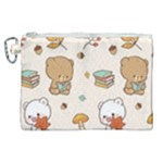Bear Cartoon Background Pattern Seamless Animal Canvas Cosmetic Bag (XL)