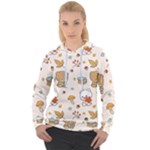 Bear Cartoon Background Pattern Seamless Animal Women s Overhead Hoodie