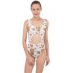 Bear Cartoon Background Pattern Seamless Animal Center Cut Out Swimsuit