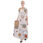 Bear Cartoon Background Pattern Seamless Animal Half Sleeves Maxi Dress