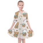 Bear Cartoon Background Pattern Seamless Animal Kids  All Frills Chiffon Dress