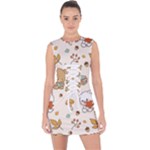 Bear Cartoon Background Pattern Seamless Animal Lace Up Front Bodycon Dress