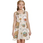 Bear Cartoon Background Pattern Seamless Animal Kids  Sleeveless Tiered Mini Dress