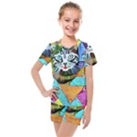 Kitten Cat Pet Animal Adorable Fluffy Cute Kitty Kids  Mesh T-Shirt and Shorts Set