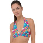 Circles Art Seamless Repeat Bright Colors Colorful Halter Plunge Bikini Top