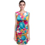 Circles Art Seamless Repeat Bright Colors Colorful Classic Sleeveless Midi Dress