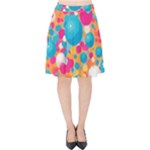 Circles Art Seamless Repeat Bright Colors Colorful Velvet High Waist Skirt