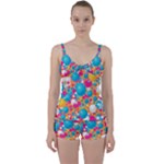 Circles Art Seamless Repeat Bright Colors Colorful Tie Front Two Piece Tankini
