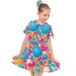 Circles Art Seamless Repeat Bright Colors Colorful Kids  Short Sleeve Shirt Dress