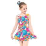 Circles Art Seamless Repeat Bright Colors Colorful Kids  Skater Dress Swimsuit