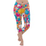 Circles Art Seamless Repeat Bright Colors Colorful Lightweight Velour Capri Yoga Leggings