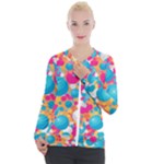 Circles Art Seamless Repeat Bright Colors Colorful Casual Zip Up Jacket
