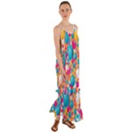 Circles Art Seamless Repeat Bright Colors Colorful Cami Maxi Ruffle Chiffon Dress