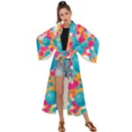 Circles Art Seamless Repeat Bright Colors Colorful Maxi Kimono