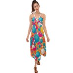 Circles Art Seamless Repeat Bright Colors Colorful Halter Tie Back Dress 
