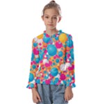 Circles Art Seamless Repeat Bright Colors Colorful Kids  Frill Detail T-Shirt