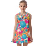 Circles Art Seamless Repeat Bright Colors Colorful Kids  Pilgrim Collar Ruffle Hem Dress