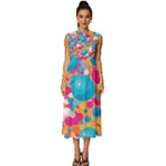 Circles Art Seamless Repeat Bright Colors Colorful Sleeveless Round Neck Midi Dress