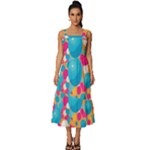 Circles Art Seamless Repeat Bright Colors Colorful Square Neckline Tiered Midi Dress