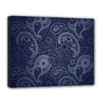 Blue Paisley Texture, Blue Paisley Ornament Canvas 14  x 11  (Stretched)