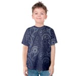 Blue Paisley Texture, Blue Paisley Ornament Kids  Cotton T-Shirt
