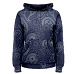 Blue Paisley Texture, Blue Paisley Ornament Women s Pullover Hoodie