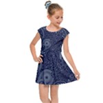 Blue Paisley Texture, Blue Paisley Ornament Kids  Cap Sleeve Dress