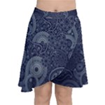 Blue Paisley Texture, Blue Paisley Ornament Chiffon Wrap Front Skirt
