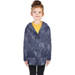 Blue Paisley Texture, Blue Paisley Ornament Kids  Double Breasted Button Coat