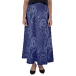 Blue Paisley Texture, Blue Paisley Ornament Flared Maxi Skirt