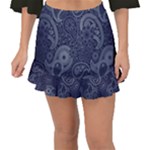 Blue Paisley Texture, Blue Paisley Ornament Fishtail Mini Chiffon Skirt