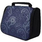 Blue Paisley Texture, Blue Paisley Ornament Full Print Travel Pouch (Big)