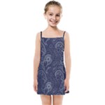 Blue Paisley Texture, Blue Paisley Ornament Kids  Summer Sun Dress