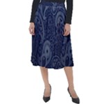 Blue Paisley Texture, Blue Paisley Ornament Classic Velour Midi Skirt 