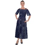Blue Paisley Texture, Blue Paisley Ornament Shoulder Straps Boho Maxi Dress 