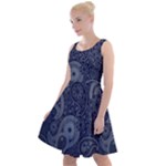 Blue Paisley Texture, Blue Paisley Ornament Knee Length Skater Dress