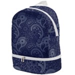 Blue Paisley Texture, Blue Paisley Ornament Zip Bottom Backpack