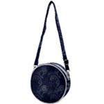Blue Paisley Texture, Blue Paisley Ornament Crossbody Circle Bag