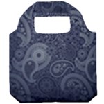 Blue Paisley Texture, Blue Paisley Ornament Foldable Grocery Recycle Bag