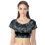 Camouflage, Pattern, Abstract, Background, Texture, Army Short Sleeve Crop Top