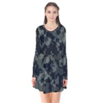 Camouflage, Pattern, Abstract, Background, Texture, Army Long Sleeve V-neck Flare Dress