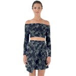 Camouflage, Pattern, Abstract, Background, Texture, Army Off Shoulder Top with Skirt Set