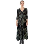Camouflage, Pattern, Abstract, Background, Texture, Army Button Up Boho Maxi Dress