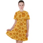 Cheese Texture Food Textures Short Sleeve Shoulder Cut Out Dress 