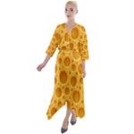 Cheese Texture Food Textures Quarter Sleeve Wrap Front Maxi Dress